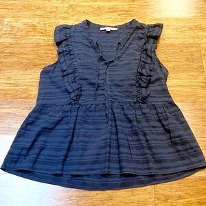 LOFT Navy Blue Ruffle Sleeveless Peplum Top | Women’s Medium